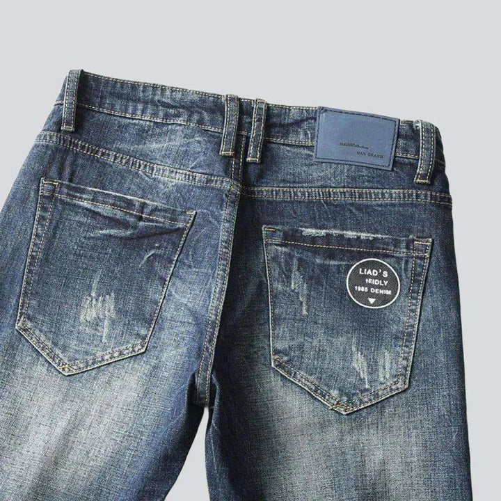 Printed pockets vintage men's jeans