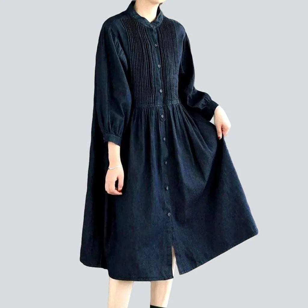 Stonewashed caftan style denim dress