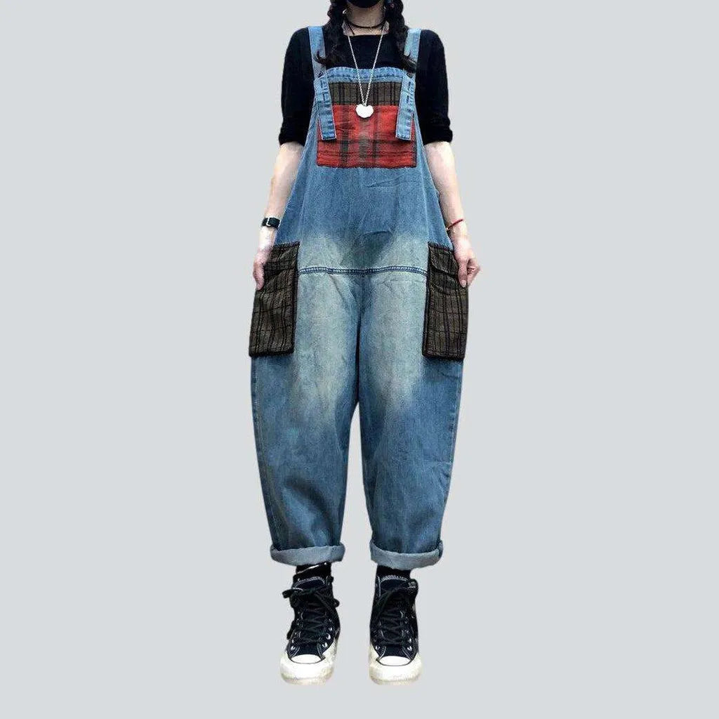 Embroidered women's jean dungaree