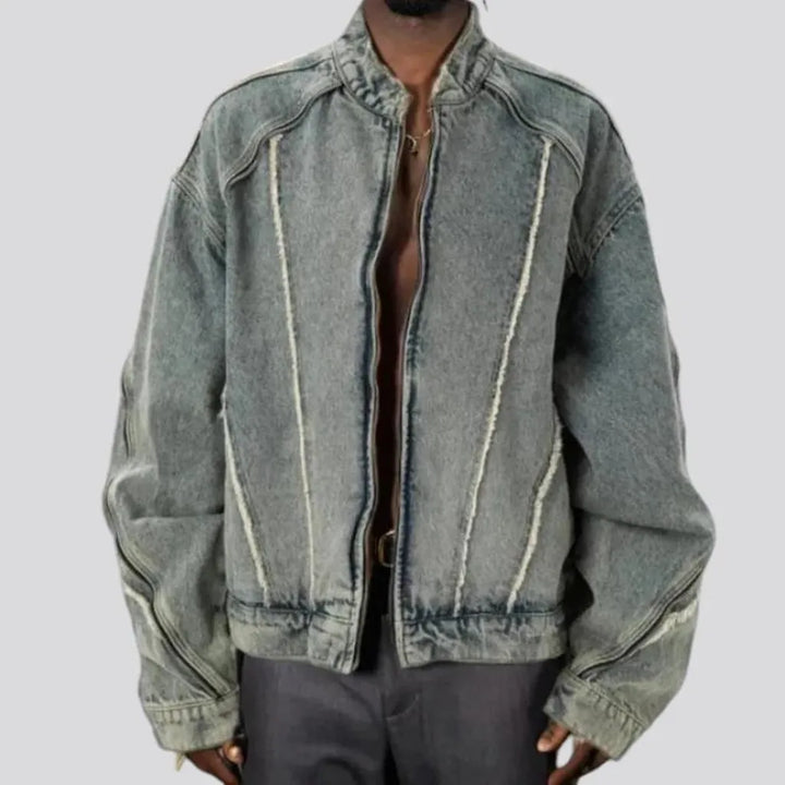 Light wash oversized denim jacket for men