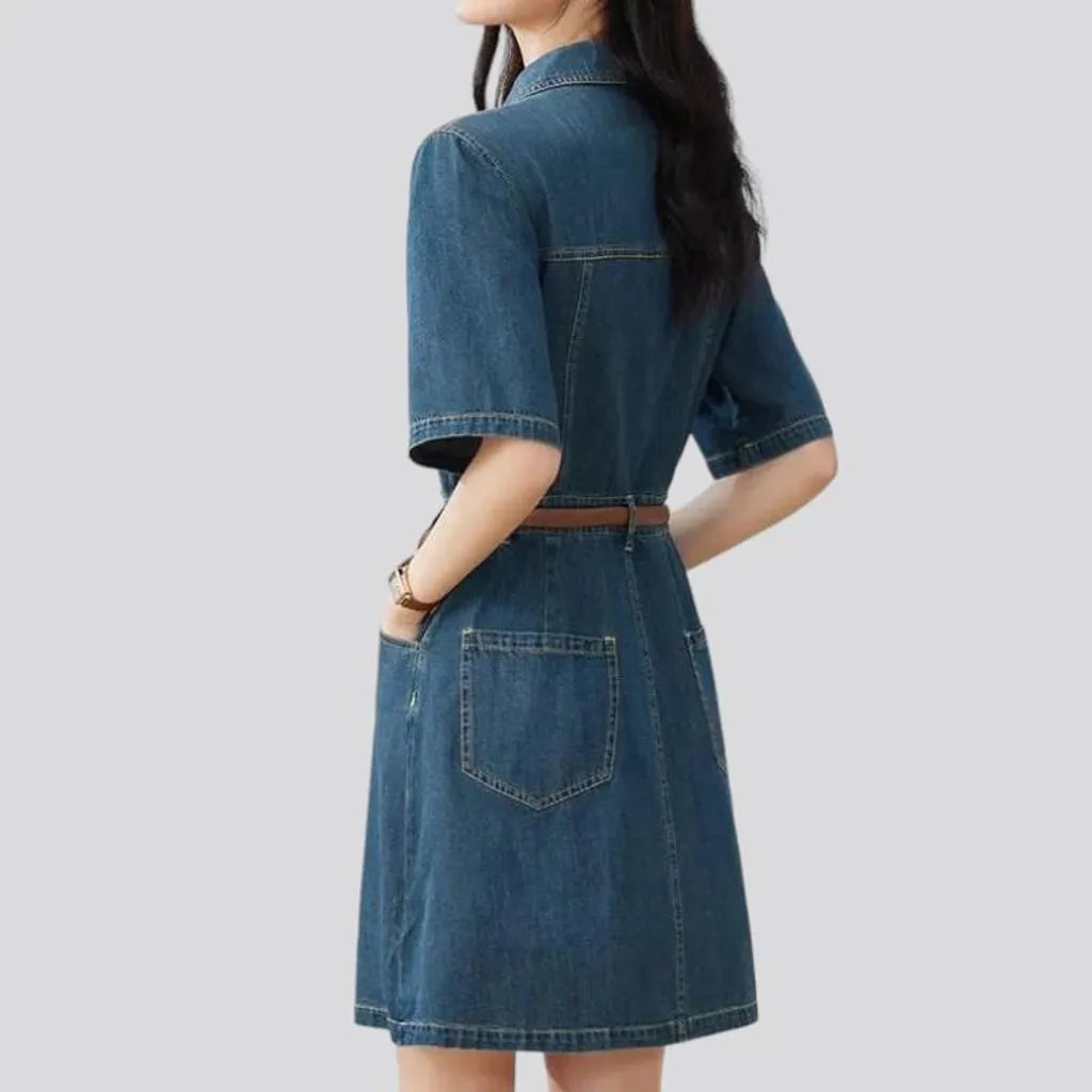 Mini shift denim dress