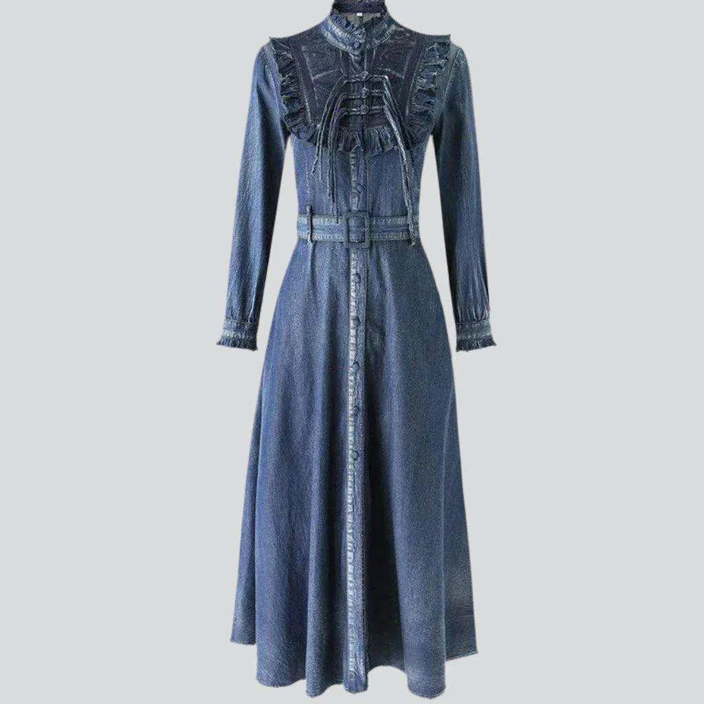 Flared vintage denim dress