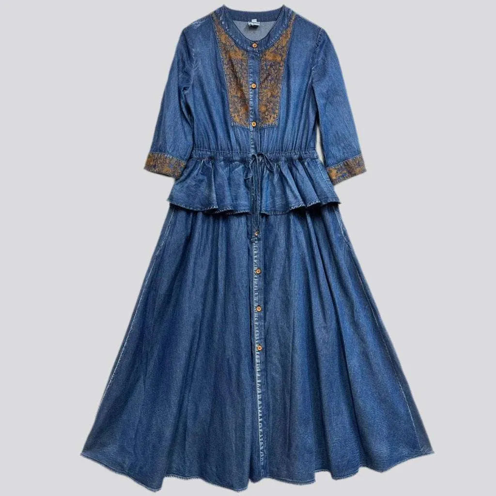 Boho bell-shaped jean dress