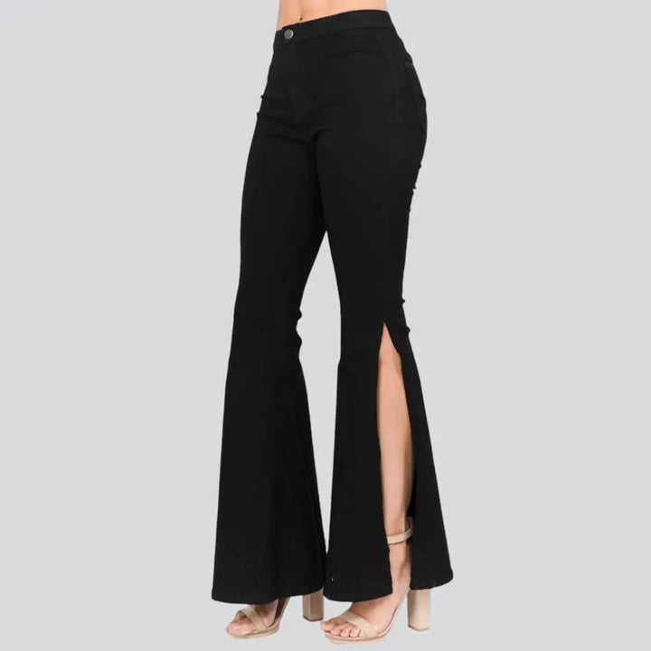 Fashionable stretchable monochrome women's jeans