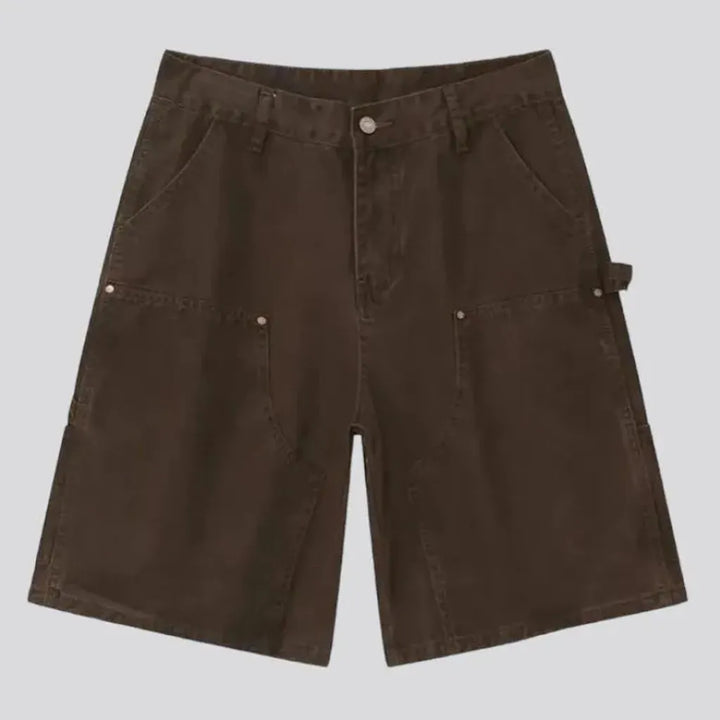 Brown high-waist men's jeans shorts