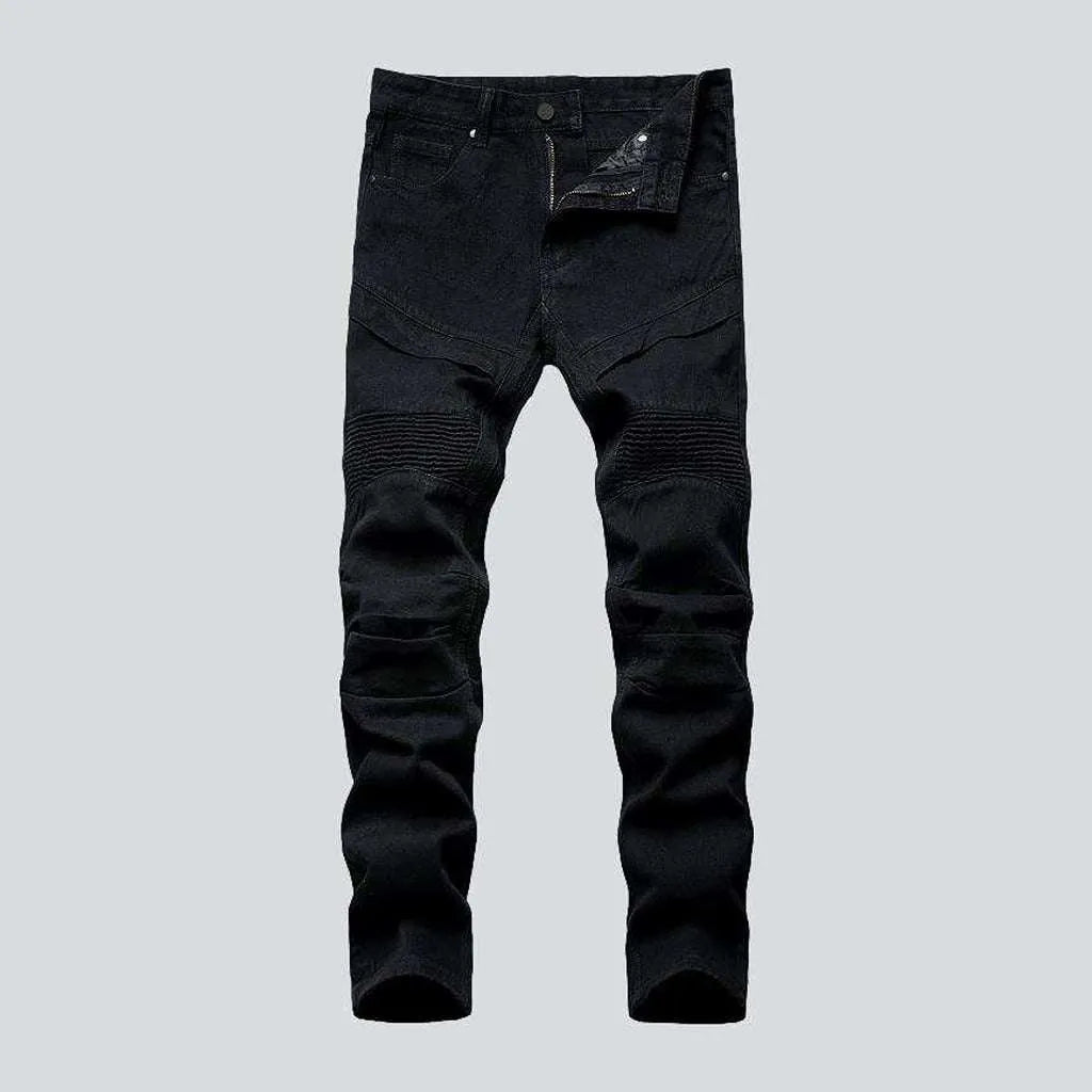 Casual men's moto denim pants