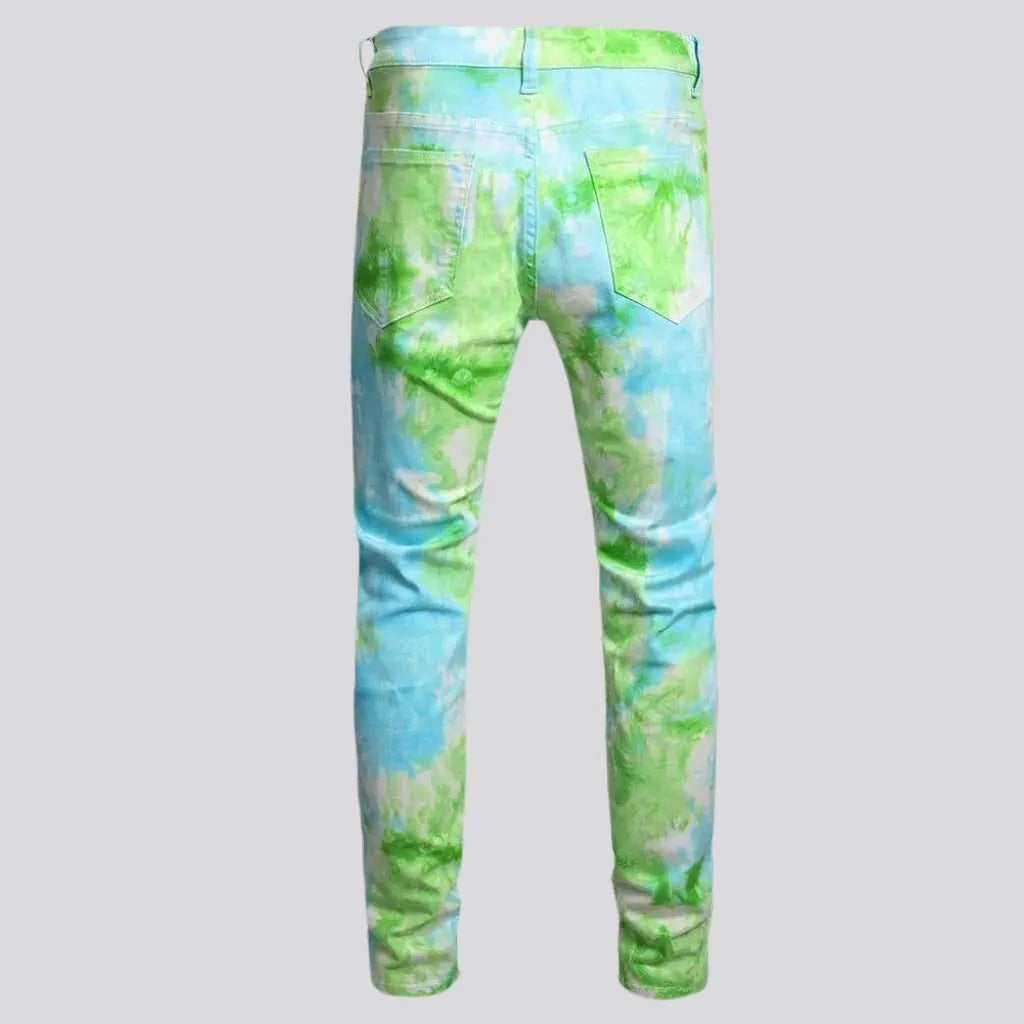 Tie-die y2k men's skinny jeans