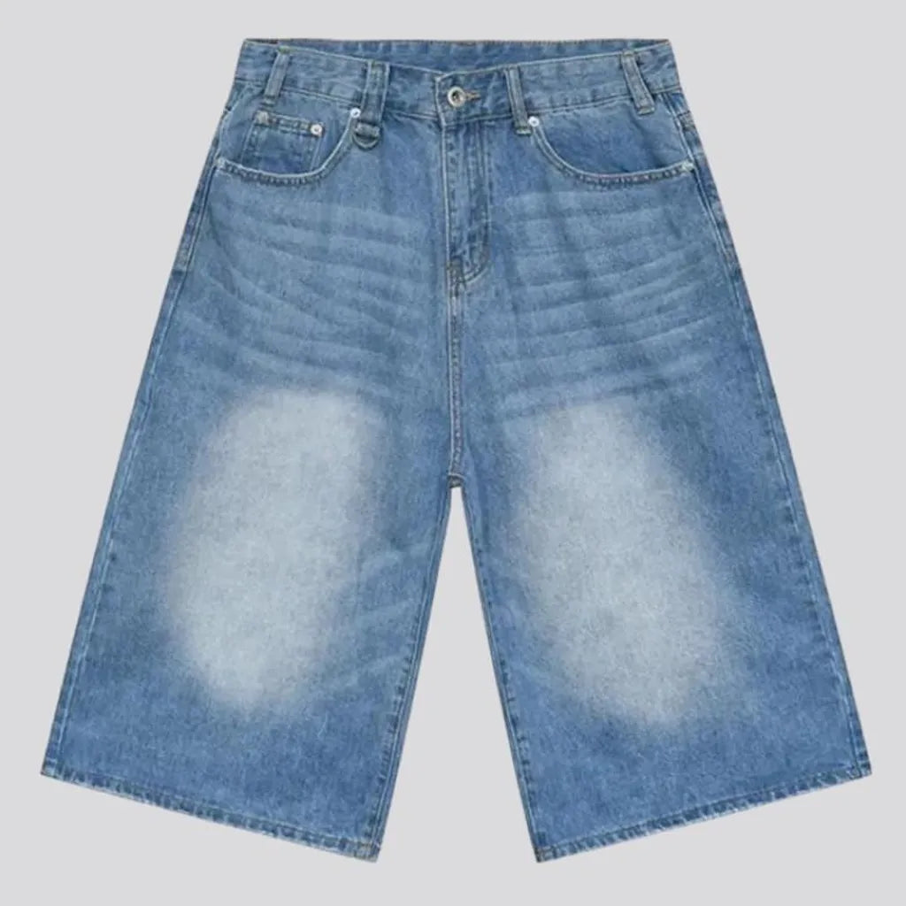 Sanded high-waist denim shorts
 for men