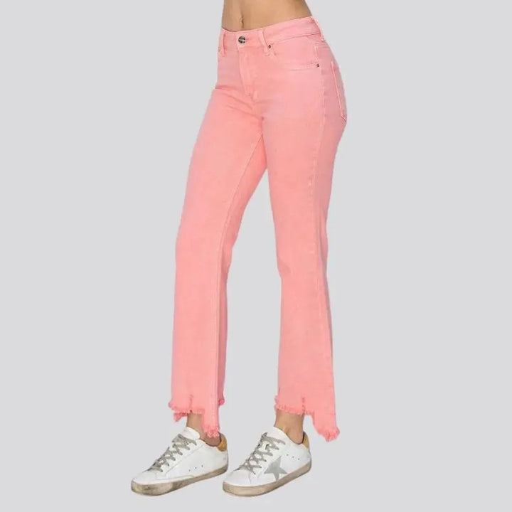 Color women's mid-waist jeans