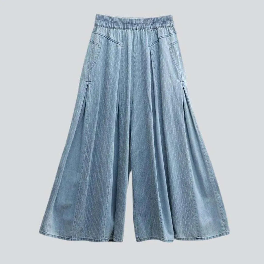 Light blue culottes denim pants