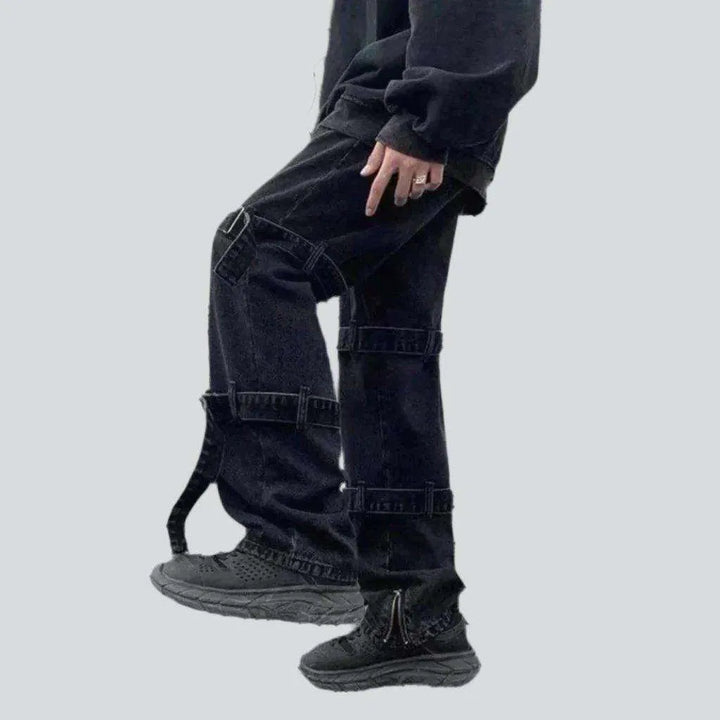 Hip-hop men's jeans with belts