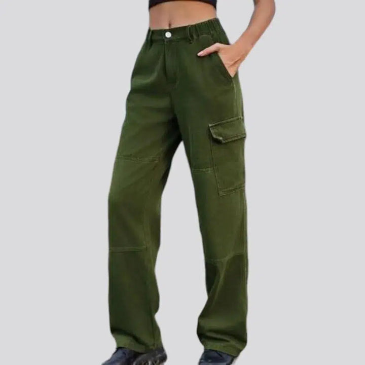 Cargo high-waist denim pants