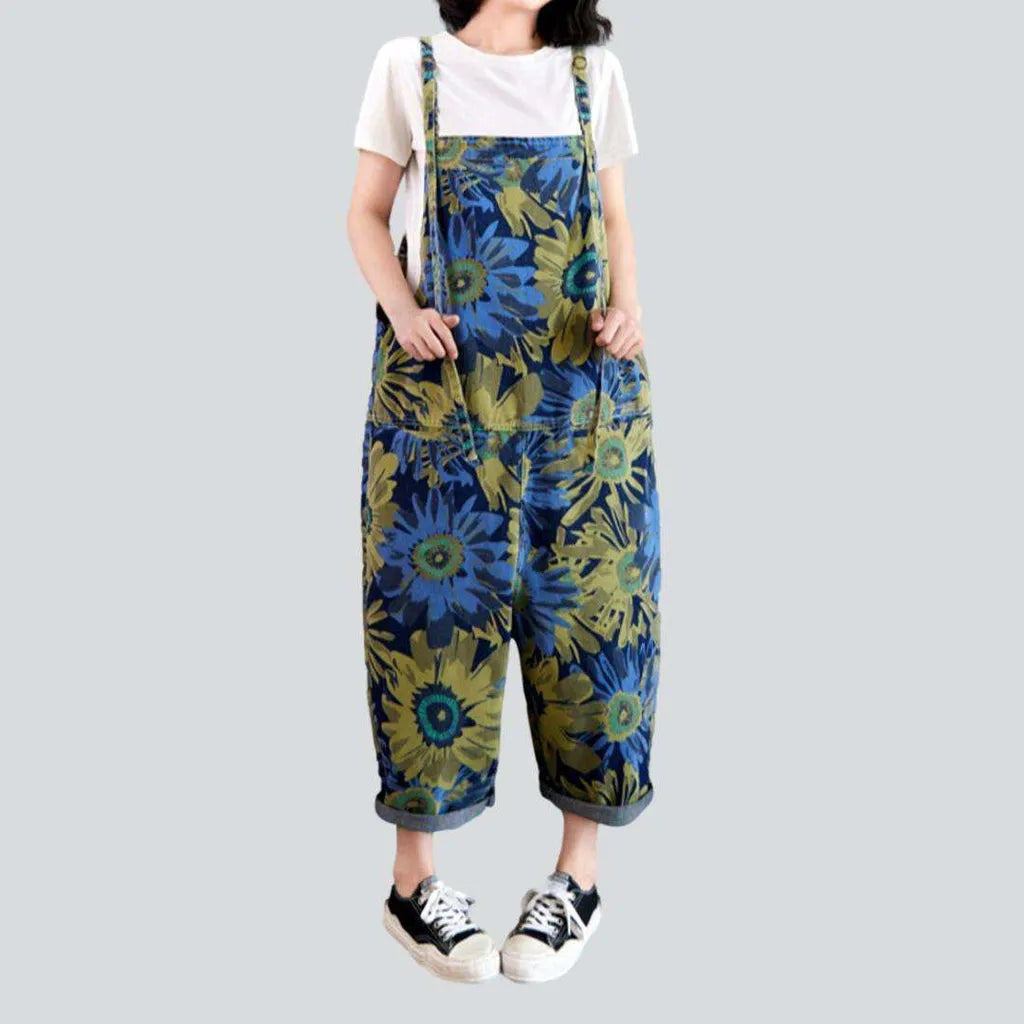 Painted street style jean overall for ladies