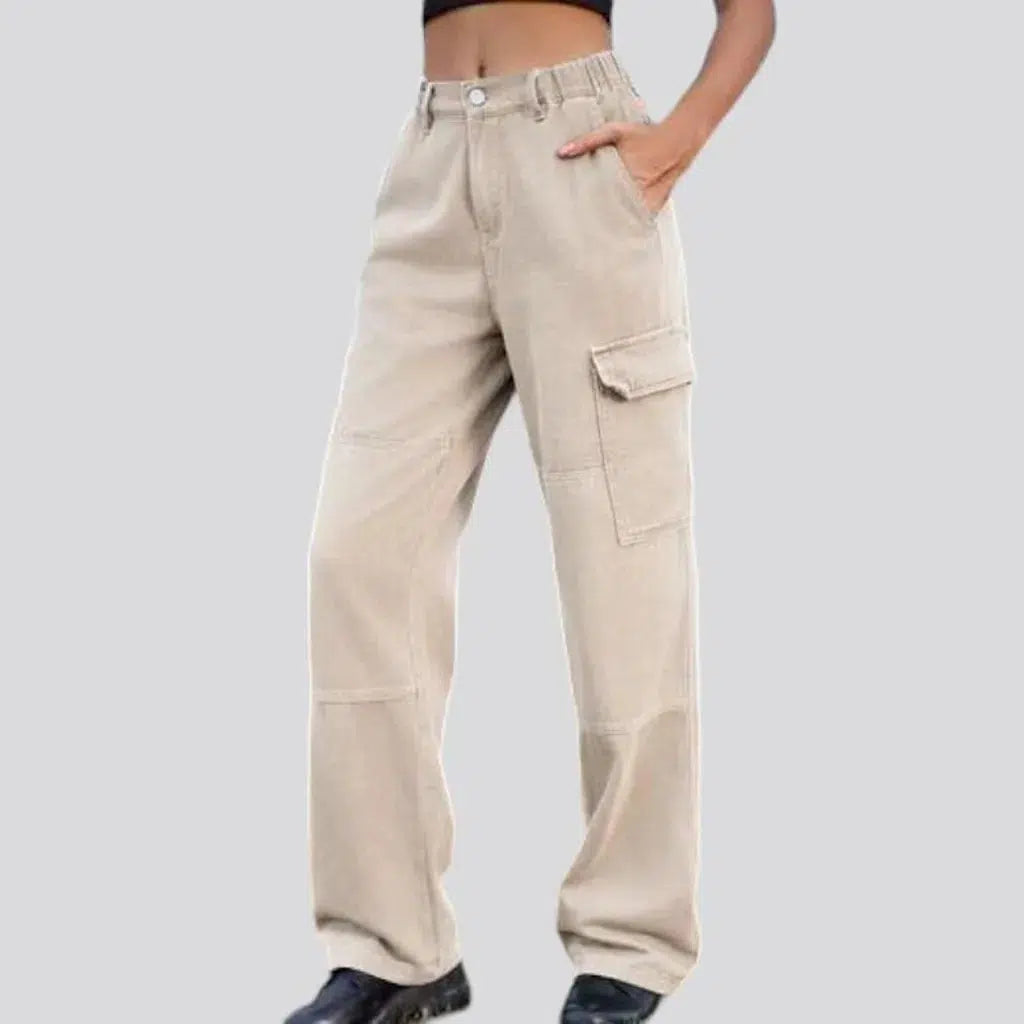 Cargo high-waist denim pants