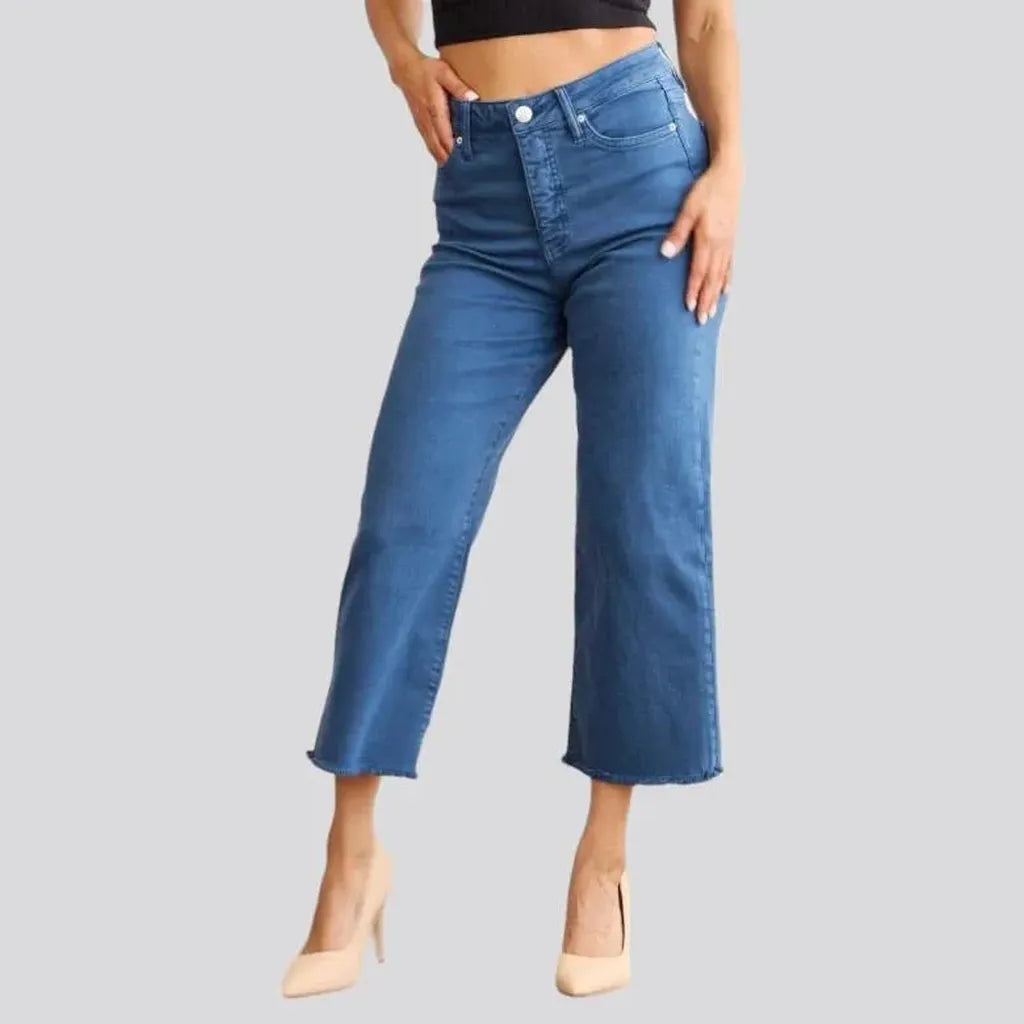 Raw-hem women's straight jeans