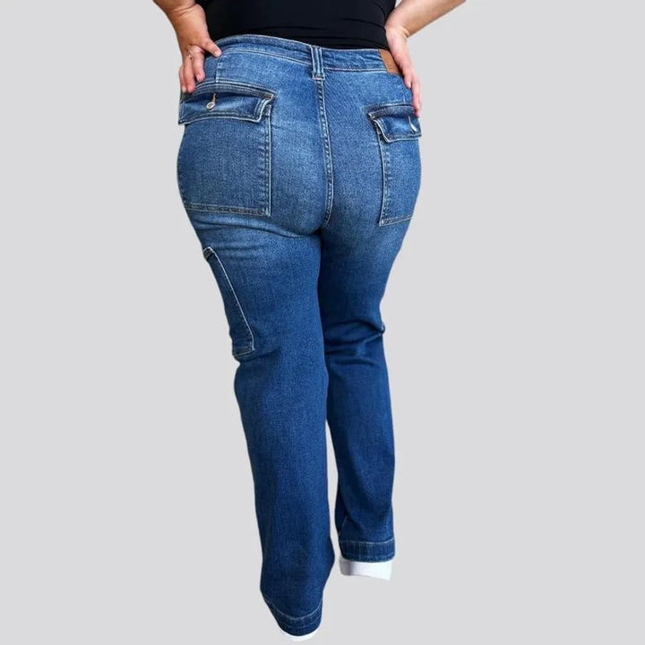 90s side-leg-pockets jeans
 for ladies