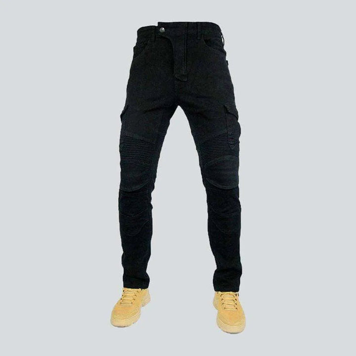 Cargo slim biker denim pants