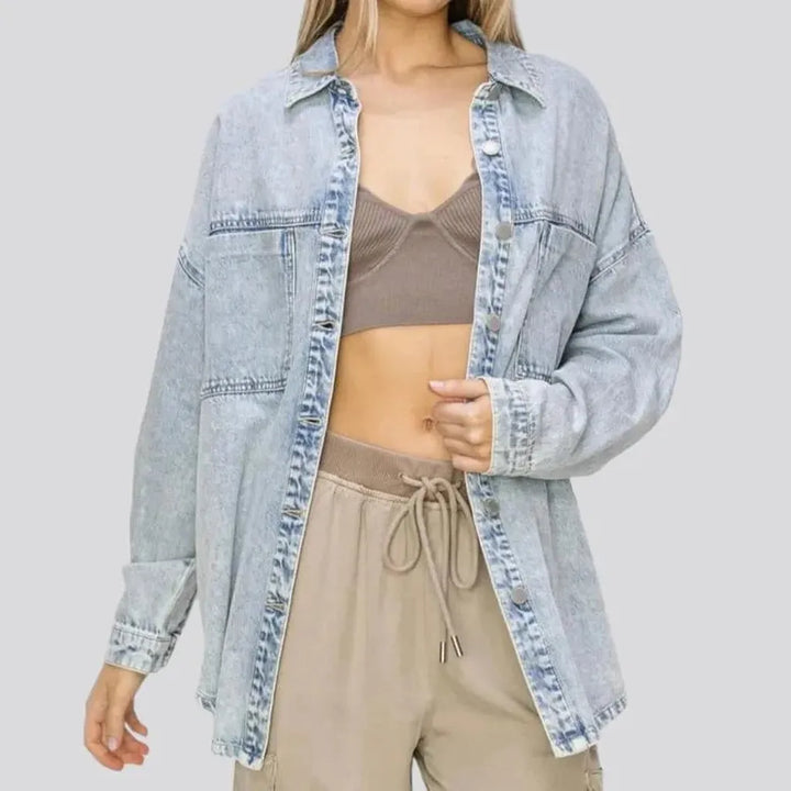 Oversized grunge denim shirt for women