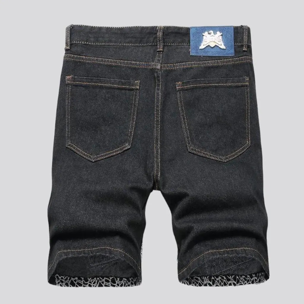 Dark-wash slim denim shorts