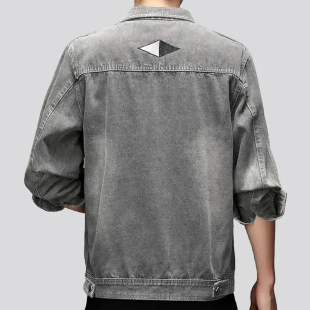 Oversized sanded men's denim jacket