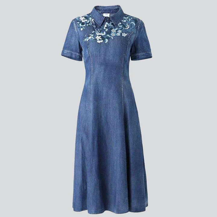 Long bell-shaped jean dress