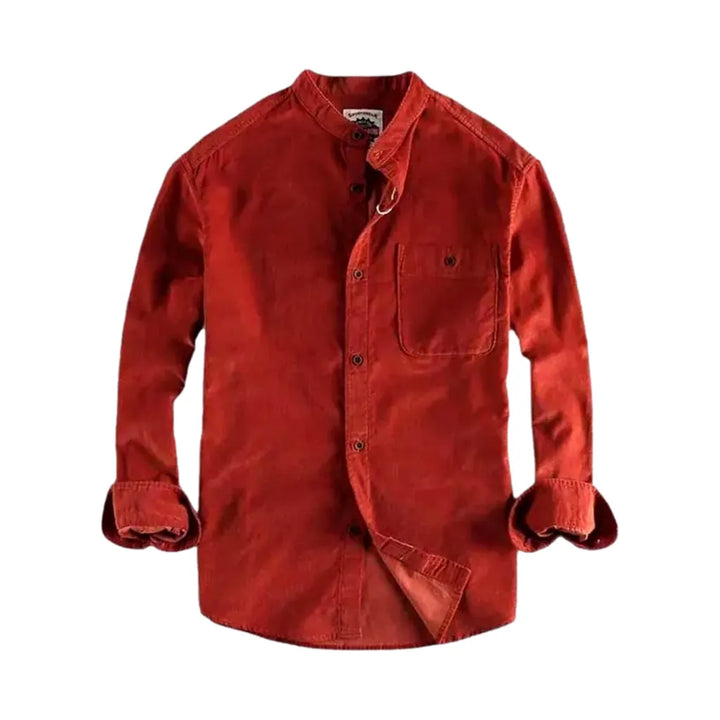 Boho Style Casual Men's Corduroy Shirt - Red