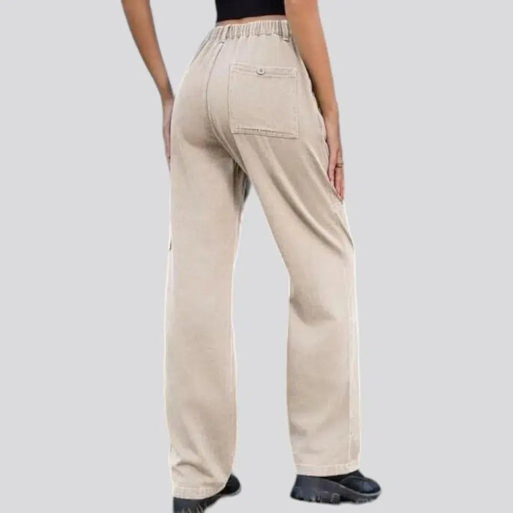 Cargo high-waist denim pants