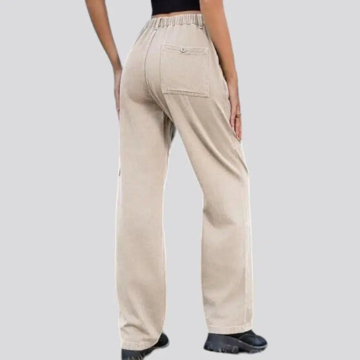 Cargo high-waist denim pants