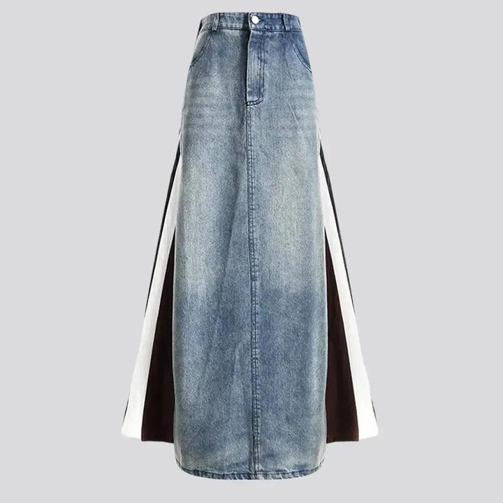 Light mixed high rise jeans skirt