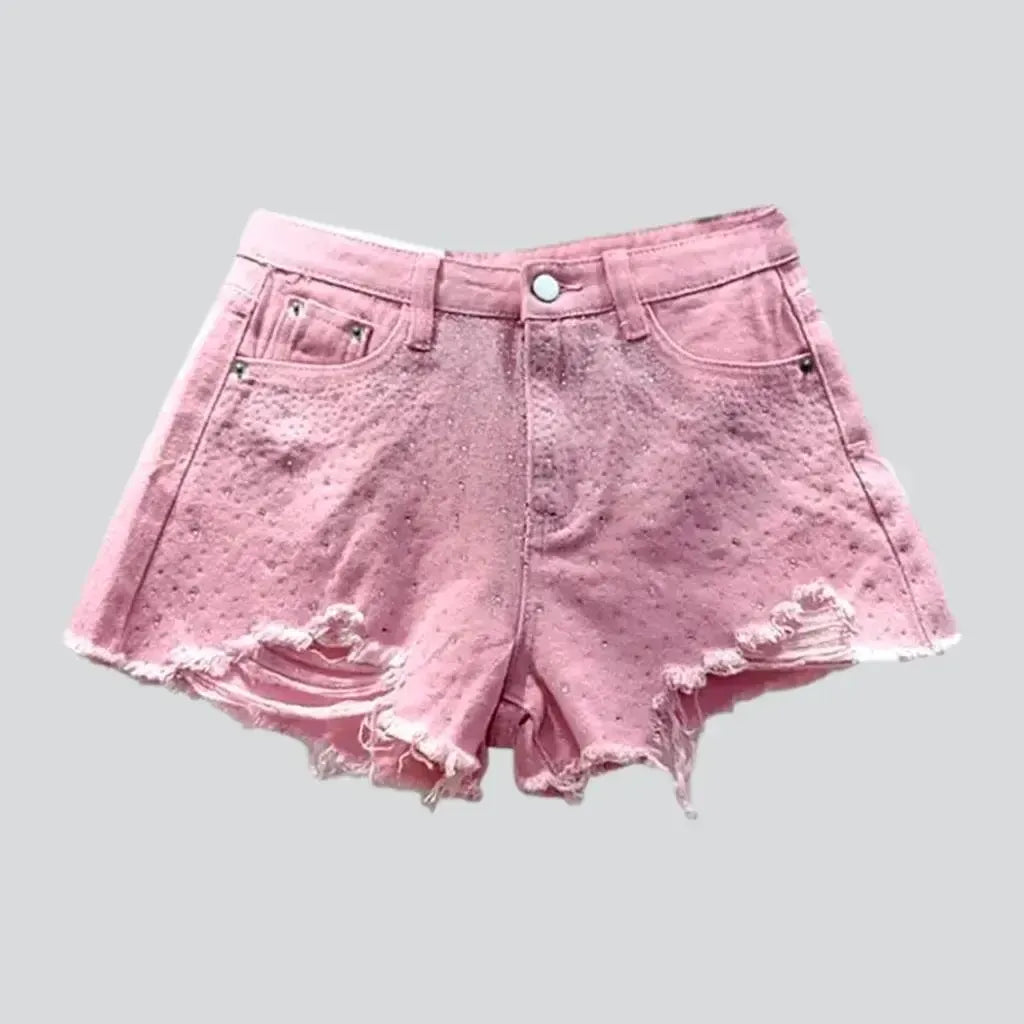 Straight frayed-hem women's jean shorts