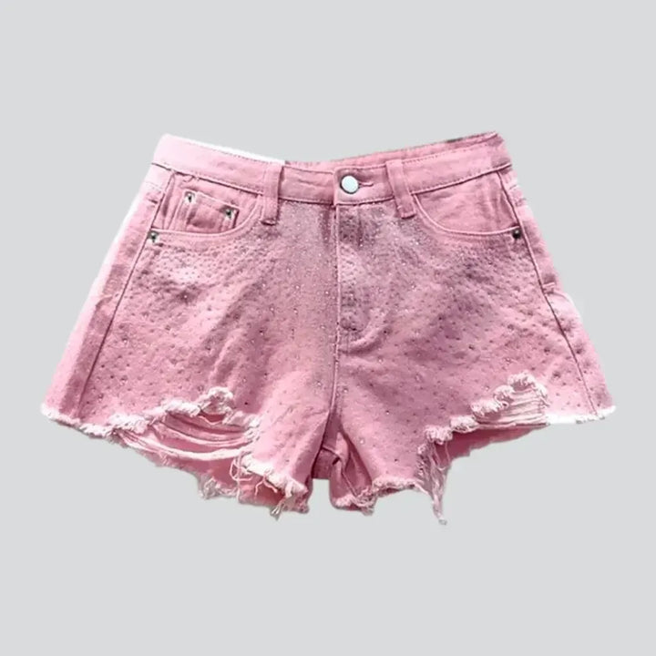 Straight frayed-hem women's jean shorts