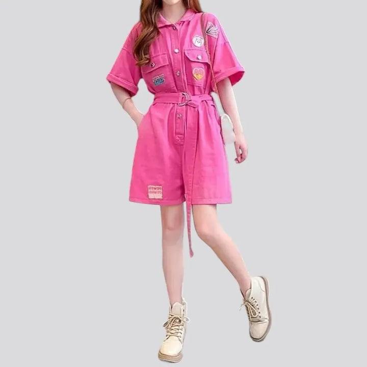 Stylish pink denim jumpsuit for ladies