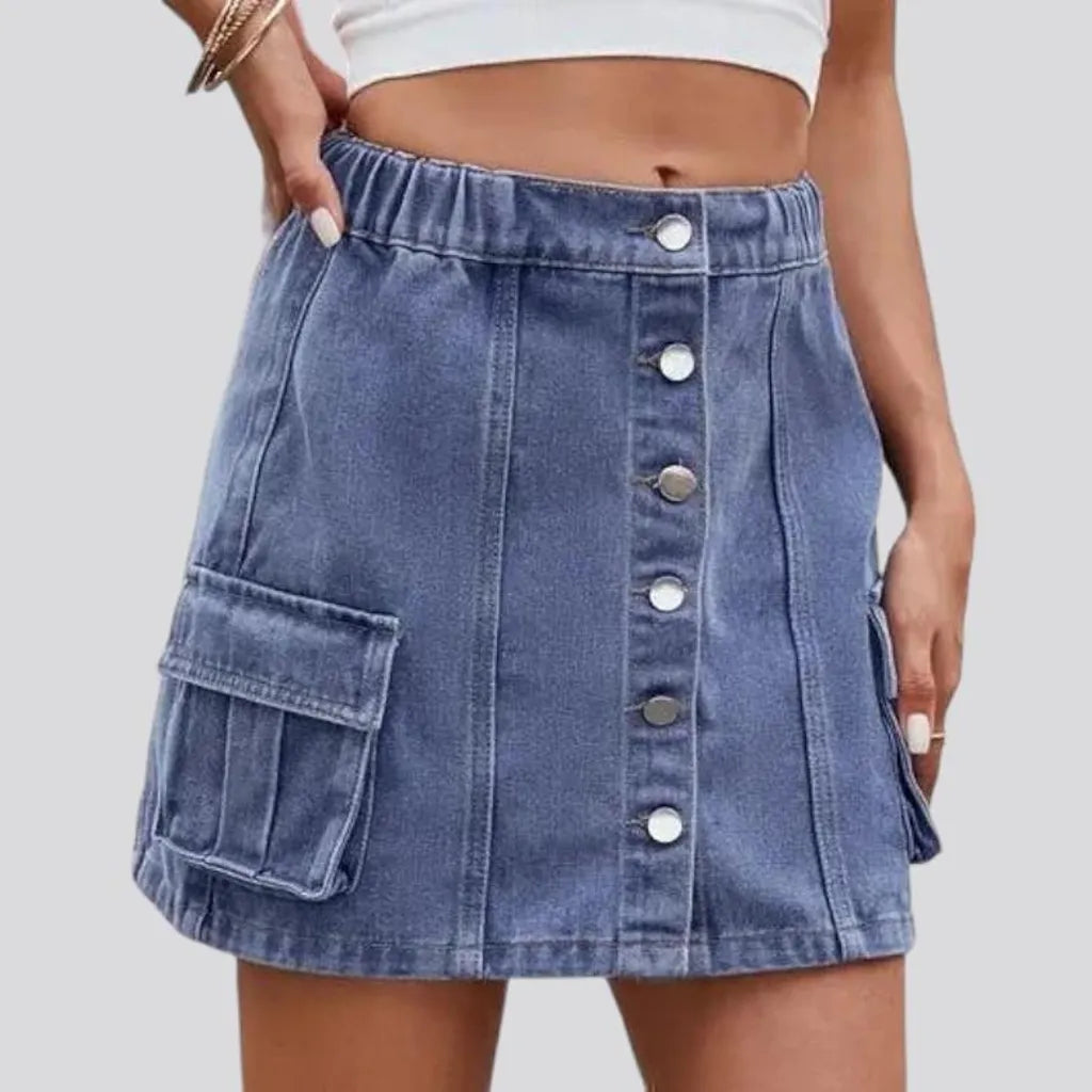 Mini light-wash jean skirt
 for women