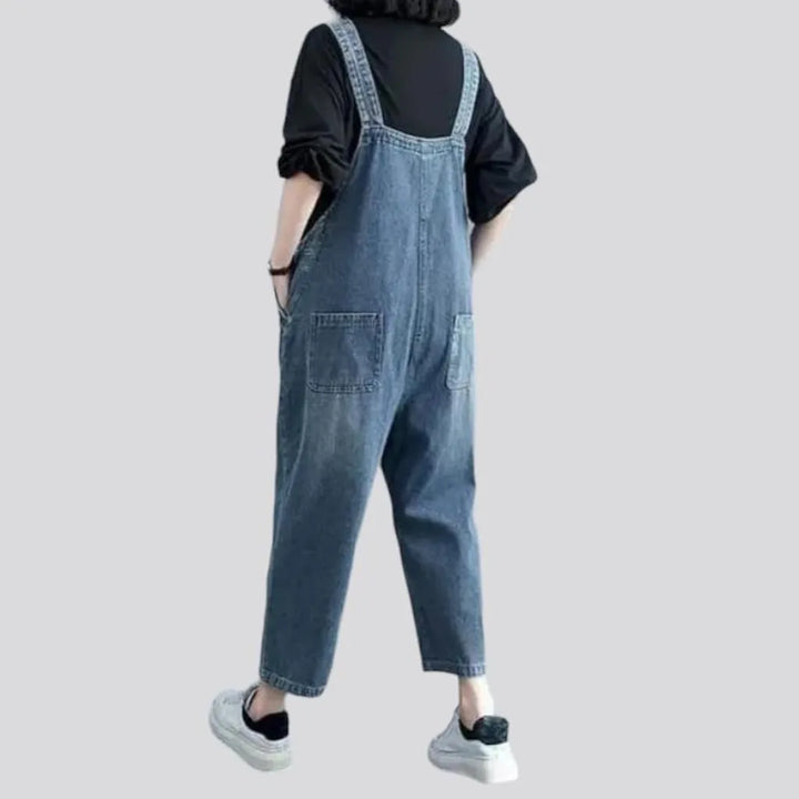 Light-wash baggy denim jumpsuit
 for women