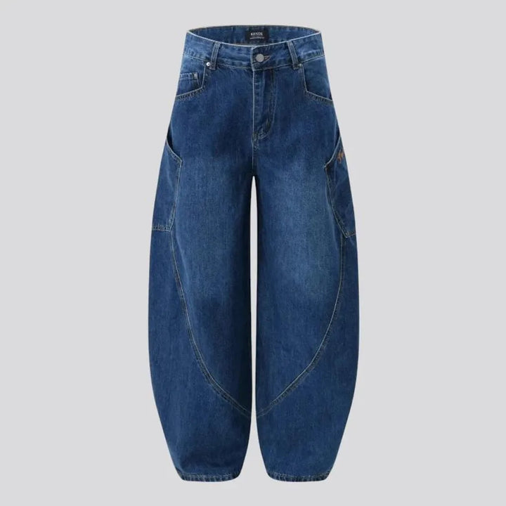 Sanded stonewashed baggy-fit jeans for men