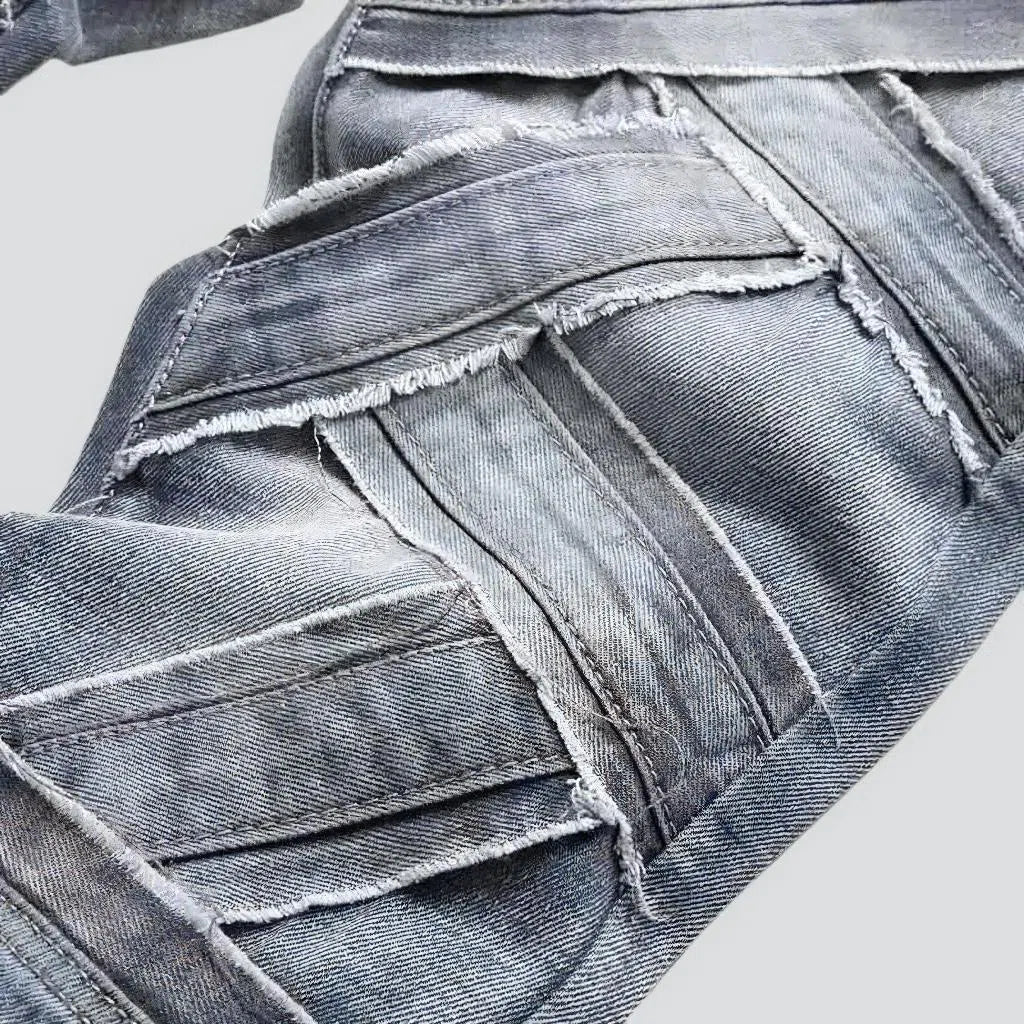 Stitched men's street jeans