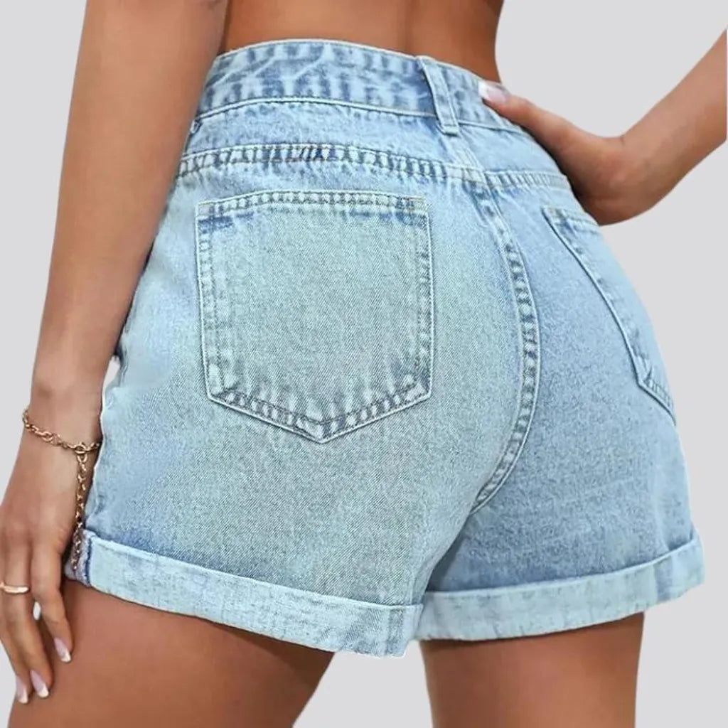 Straight jeans shorts
 for women