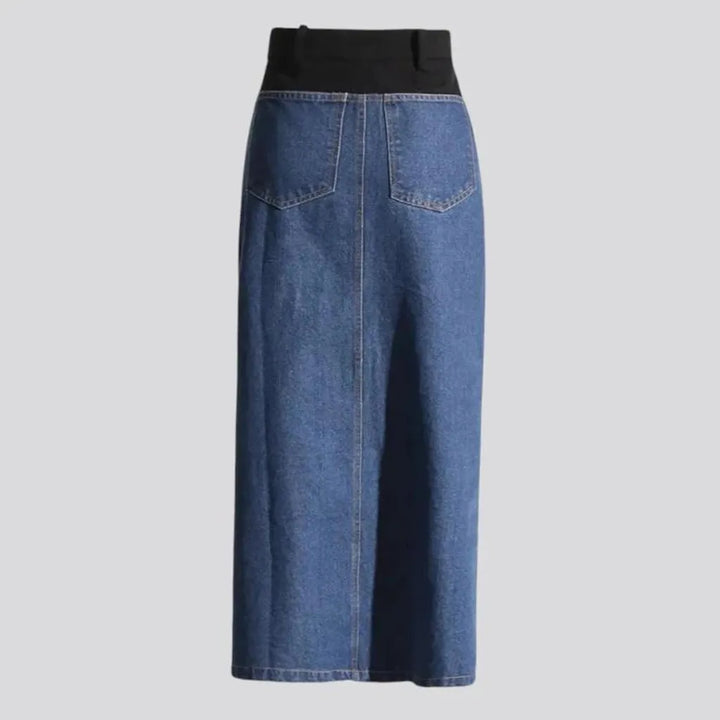 High-rise slit fashion denim skirt