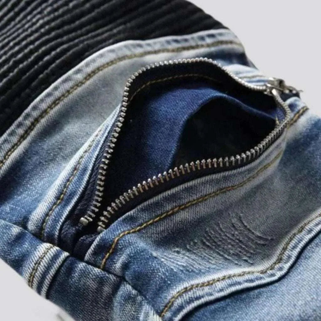 Biker men's sanded jeans