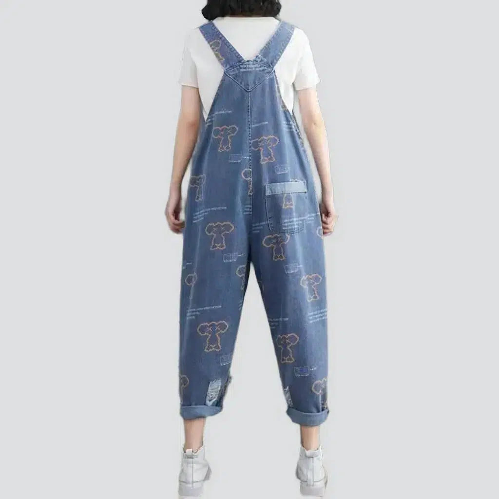 Trendy baggy painted jeans dungaree for ladies