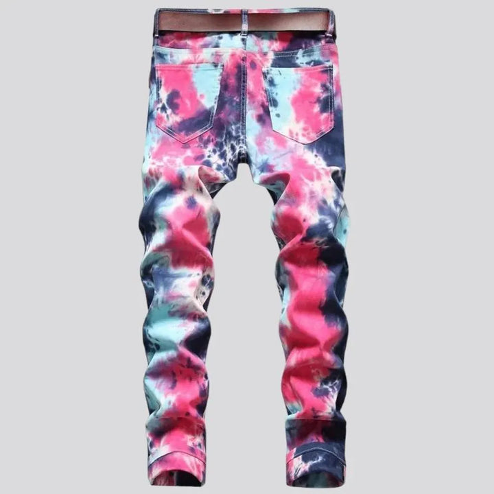 Y2k men's tie-dyed jeans