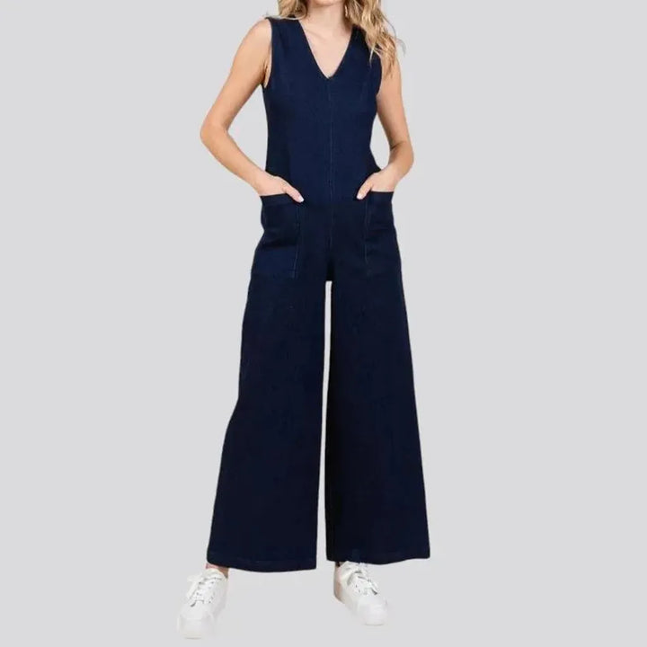 Chic denim women's jumpsuit overall