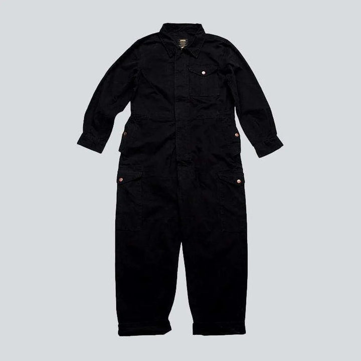 Baggy color jeans jumpsuit for men