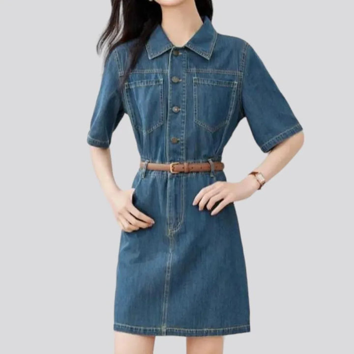 Mini shift denim dress