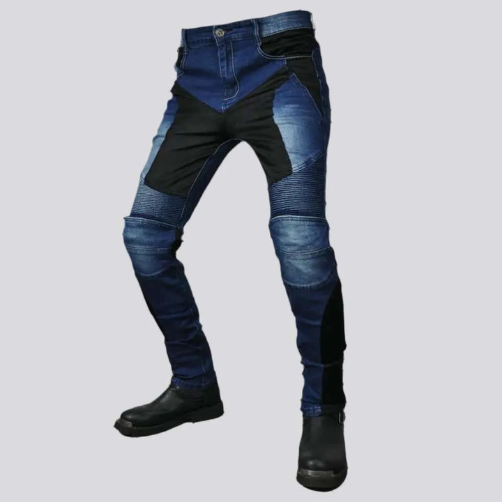 Color protective men's moto jeans