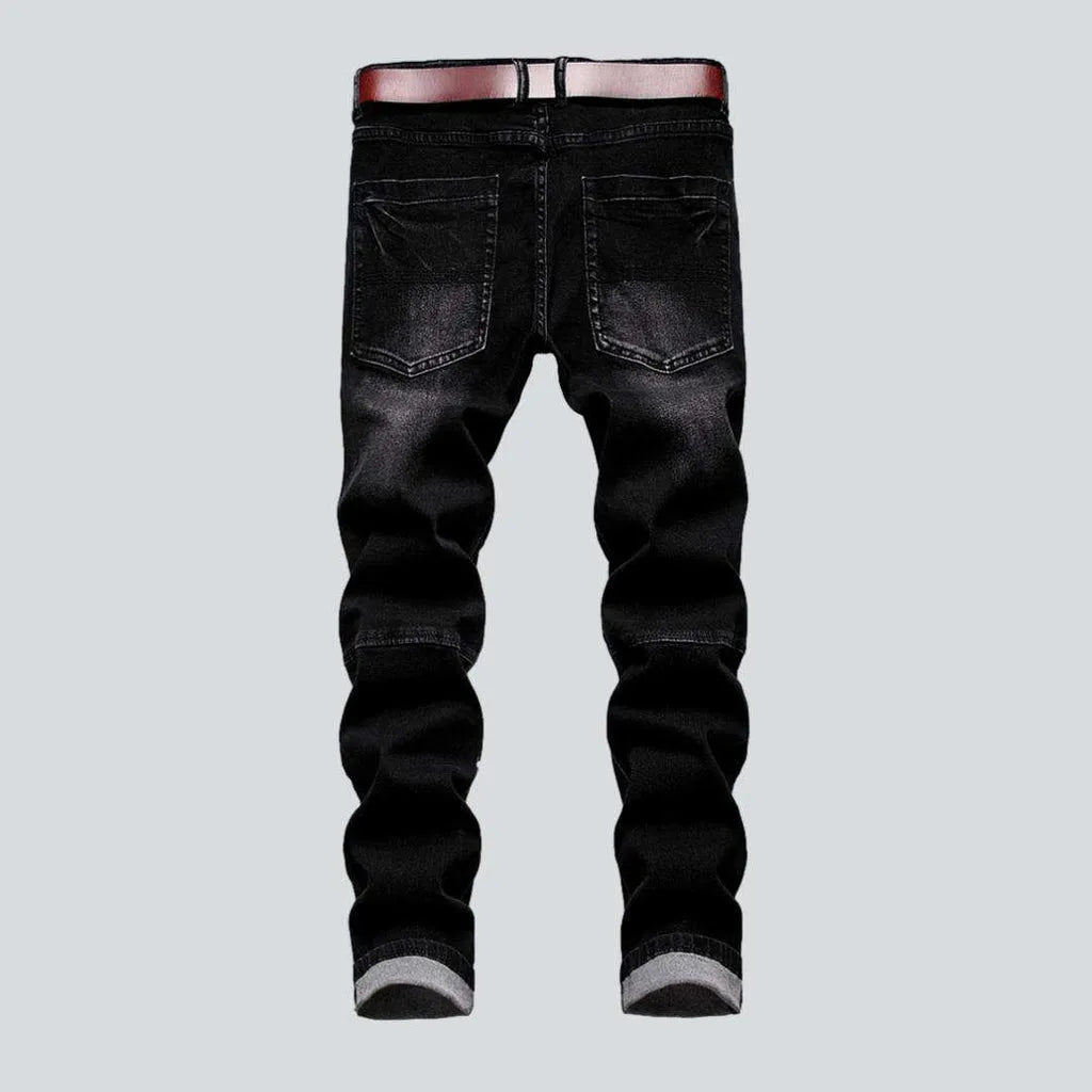 Color-embellished patchwork men's jeans