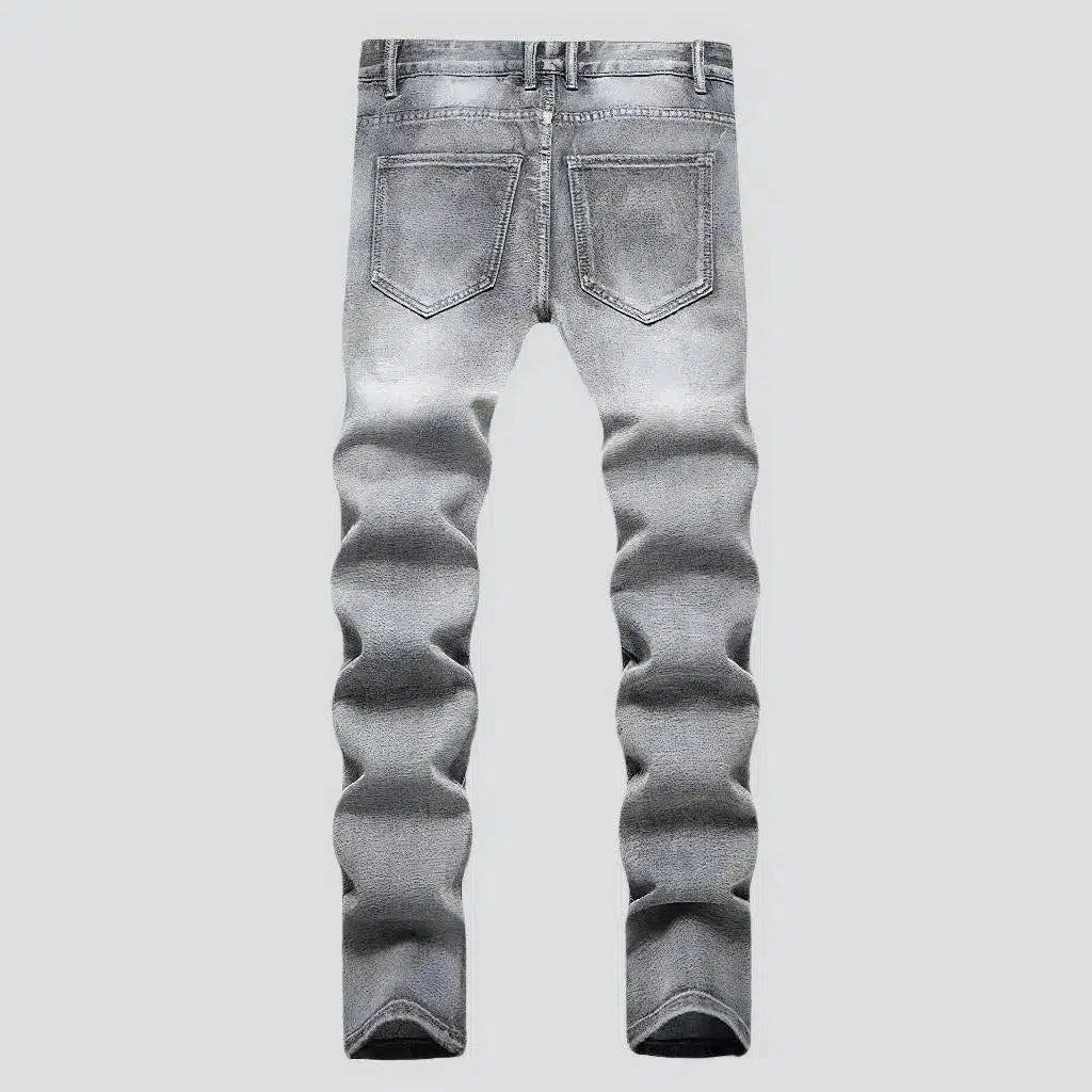 Stitched men's street jeans