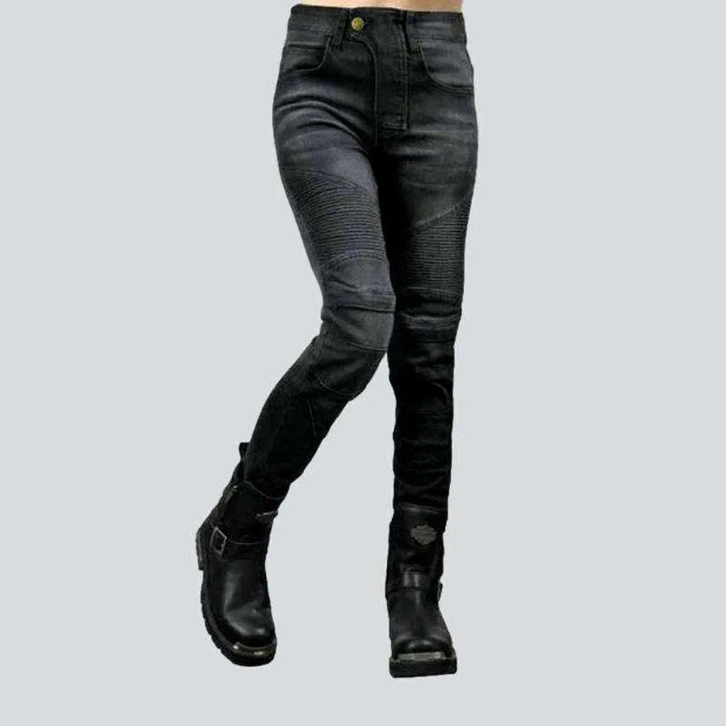 Sanded women's riding jeans