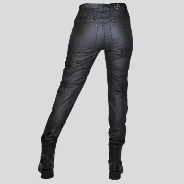 Wax biker jean pants
 for ladies