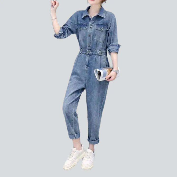 Fashionable women's denim jumpsuit